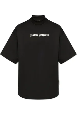 Palm Angels Tops, Dames, Zwart, M, Katoen, T-shirt met Logo