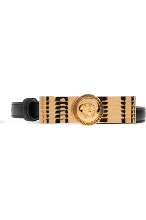 VERSACE Accessoires, Dames, Zwart, 65 CM, Leer, Leren riem