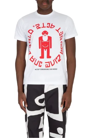 WALTER VAN BEIRENDONCK Tops, Heren, Wit, M, Witte Stop-T T-shirt