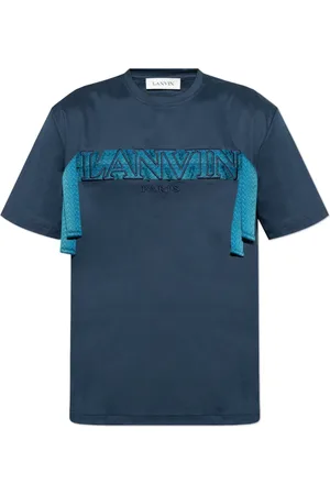 Lanvin Tops, Heren, Blauw, XL, Katoen, Logo T-shirt