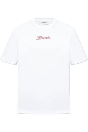 Lanvin Tops, Heren, Wit, S, Katoen, T-shirt met geborduurd logo
