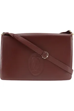 Cartier Pre-owned, Dames, Bruin, ONE Size, Leer, Tweedehands leren schoudertassen
