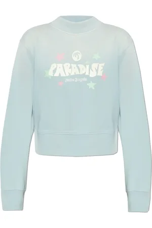 Palm Angels Sweatshirts & Hoodies, Dames, Blauw, L, Katoen, Sweatshirt met Logo
