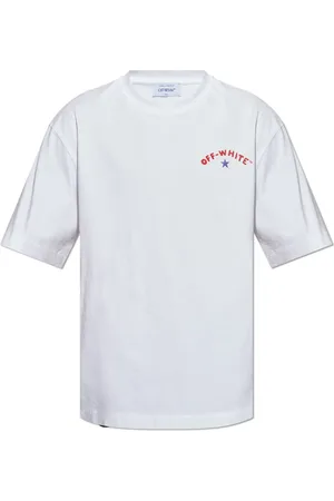 OFF-WHITE Tops, Heren, Wit, S, Katoen, T-shirt met logo