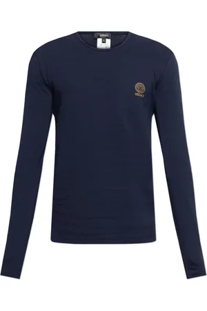 VERSACE Tops, Heren, Blauw, XL, Katoen, Lange mouw hemd