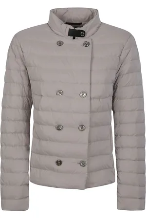 MOORER Jassen, Dames, Grijs, M, Polyester, Grijze Winterjas Italiaans Gemaakt