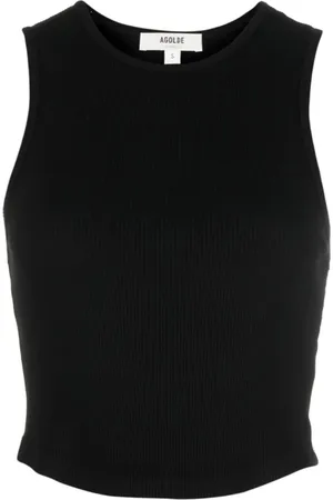 AGOLDE Tops, Dames, Zwart, M, Katoen, Zwarte Crop Tank Top