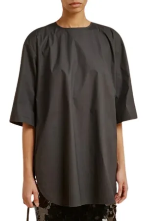 LIVIANA CONTI Blouses & Shirts, Dames, Zwart, S, Katoen, Moderne Oversized Katoenen Blouse