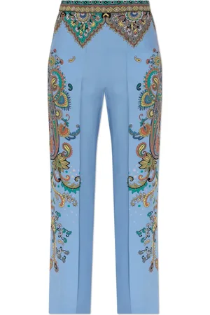 Etro Broeken, Dames, Blauw, S, Zijden Broek