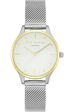 Ted Baker Accessoires, Dames, Grijs, ONE Size, Zilver Stalen Horloge Quartz Analoog Wit