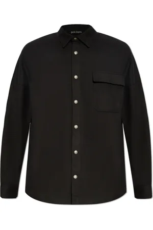 Palm Angels Overhemden, Heren, Zwart, M, Katoen, Logo Shirt