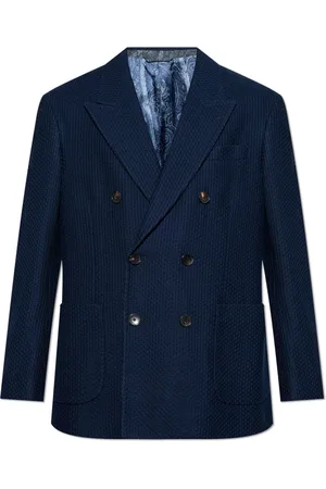 Etro Jassen, Heren, Blauw, M, Katoen, Katoenen Blazer met Gesloten Revers