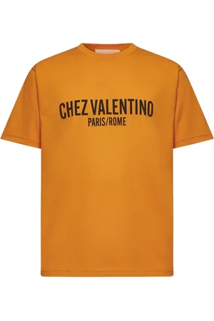 VALENTINO Tops, Heren, Oranje, S, Katoen, Oranje T-shirts en Polos met Chez Print