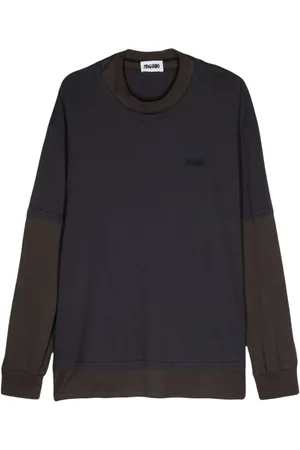 MAGLIANO Sweatshirts & Hoodies, Heren, Grijs, 2Xs, Katoen, Oversized Crew-neck Tee in Blauw/Grijs