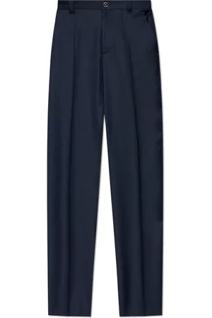 VERSACE Broeken, Heren, Blauw, S, Wol, Wollen broek met vouw