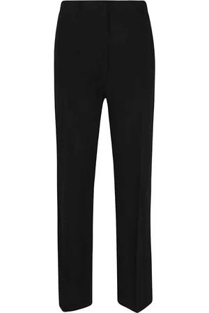 TRUE ROYAL Broeken, Dames, Zwart, L, Linnen, Linnen Zwarte Broek Made in Italy