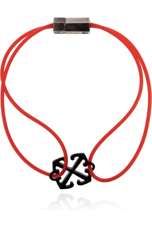 OFF-WHITE Accessoires, Heren, Rood, L, Leer, Armband met Logo