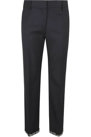 TRUE ROYAL Broeken, Dames, Zwart, S, Wol, Zwarte wollen mix broek gemaakt in Italië