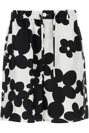 Marni Korte broeken, Heren, Veelkleurig, L, Zijden Bermuda Shorts met Print
