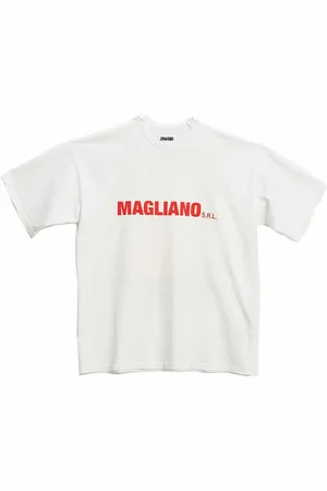 MAGLIANO Tops, Heren, Wit, M, Katoen, Grafische Print Wit T-shirt