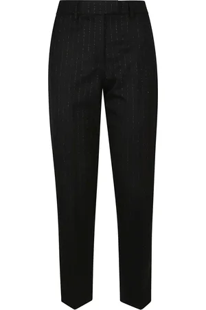 TRUE ROYAL Broeken, Dames, Zwart, S, Wol, Zwarte Wollen Blend Broek Gemaakt in Italië