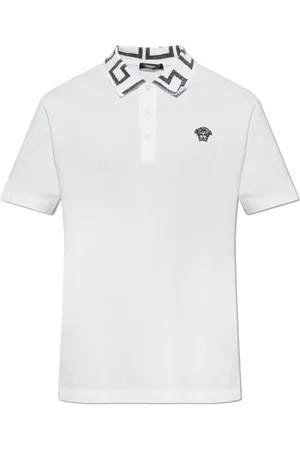 VERSACE Tops, Heren, Wit, XL, Katoen, Katoenen polo