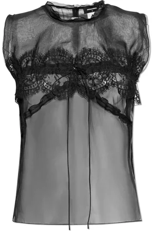 Dsquared2 Tops, Dames, Zwart, XS, Mouwloze Zijden Top
