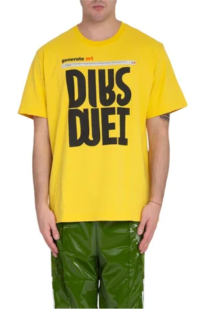 DOUBLET Tops, Heren, Geel, M, Gele Logo Tee AI-Generated Stijl