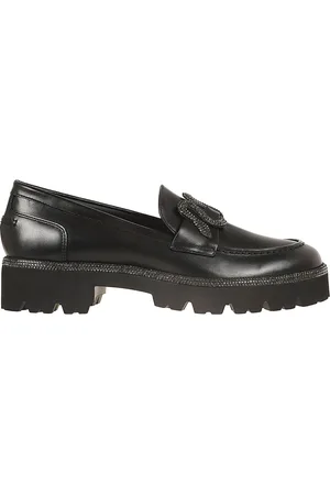 RENE CAOVILLA Schoenen, Dames, Zwart, 40 EU, Leer, Zwarte Loafer Schoenen voor Vrouwen