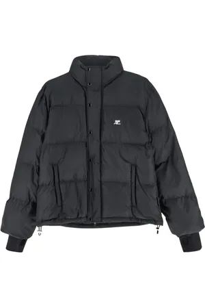 Courrèges Jassen, Dames, Zwart, L, Leer, Gewatteerde Winterjas