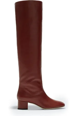 Aeyde Schoenen, Dames, Rood, 37 EU, Leer, Rust Kalfsleer Hoge Blokhak