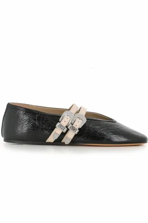 Le Monde Beryl Schoenen, Dames, Zwart, 37 EU, Zwarte platte schoenen met zilveren gespen