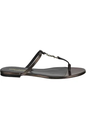 Saint Laurent Schoenen, Dames, Zwart, 37 EU, Leer, Leren Cassandre Sandaal