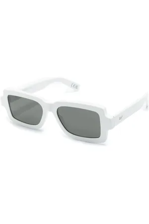 Retrosuperfuture Accessoires, unisex, Wit, ONE Size, Rechthoekige witte zonnebril met grijze lenzen