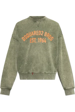 Dsquared2 Sweatshirts & Hoodies, Heren, Groen, XL, Katoen, Sweatshirt met Vintage Effect