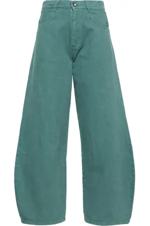 HENRIK VIBSKOV Broeken, Dames, Groen, L, Katoen, Turquoise Wijde Pijp Katoenmix Broek