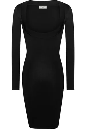 Saint Laurent Kleedjes, Dames, Zwart, S, Zwart Viscose Décolleté Jurk