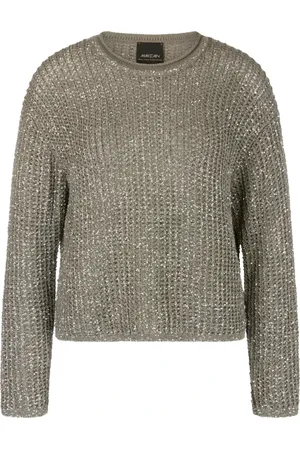 Marc Cain Truien, Dames, Groen, M, Wol, Luchtige Paillet Gebreide Trui