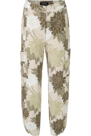 Marc Cain Broeken, Dames, Veelkleurig, L, Relaxte cargobroek met bloemenprint