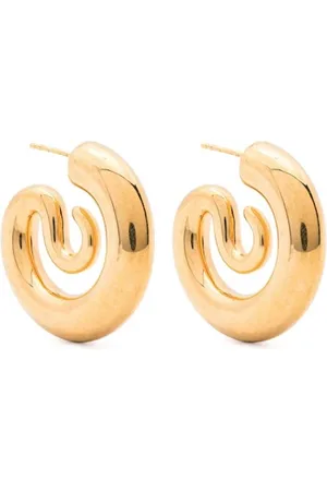 Panconesi Accessoires, Dames, Geel, ONE Size, Gouden Slang Hoop Oorbellen