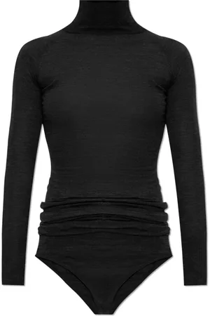 Alaïa Tops, Dames, Zwart, S, Wol, Wollen coltrui bodysuit