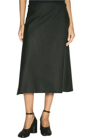 Marni Rokken, Dames, Zwart, S, Technische Twill Midi Rok