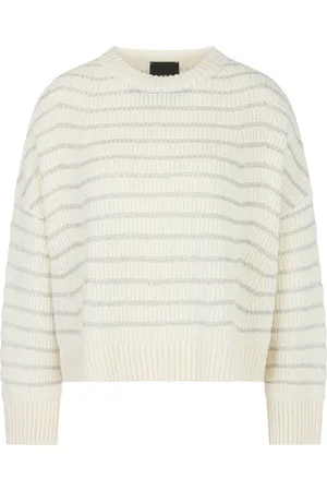 Marc Cain Truien, Dames, Wit, M, Katoen, Gestreepte Oversized Gebreide Trui