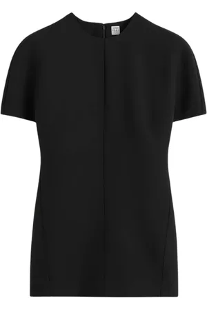 Totême Tops, Dames, Zwart, M, Wol, Zijde Wollen Cap-Sleeve Top