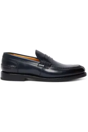 Fabi Schoenen, Heren, Blauw, 41 EU, Leer, Blauwe Leren College Loafer Flex Goodyear