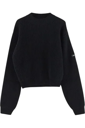 Balenciaga Truien, Dames, Zwart, S, Wol, Wollen Gebreide Logo Trui