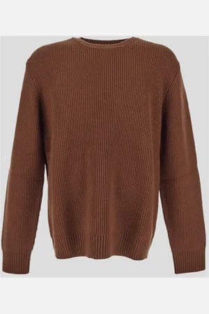 Seven Gauge Truien, Heren, Bruin, M, Wol, Wollen Crewneck Sweater