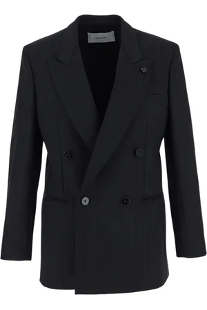 LARDINI Jassen, Dames, Zwart, M, Wol, Wollen en nylon double-breasted jas