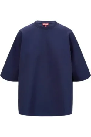 Staud Tops, Dames, Blauw, M, Oversized Crewneck Ponte Capsule Top
