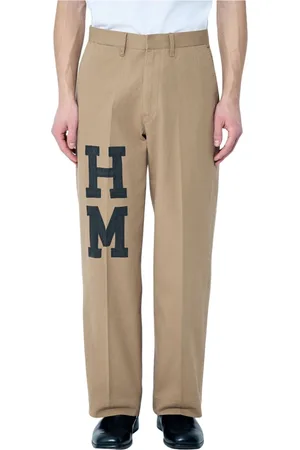HUMAN MADE Broeken, Heren, Bruin, L, Katoen, Logo Print Wijde Chino Broek